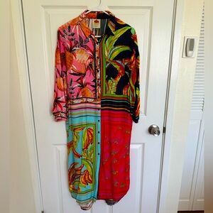 Farm Rio. Scarf Mix Shirt Dress. Size XS.